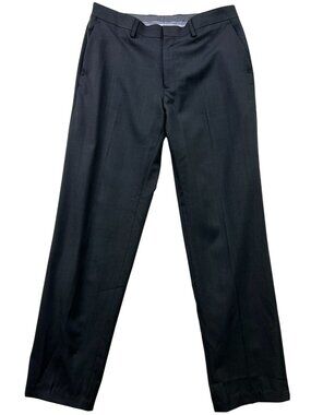 Haggar Men's Premium Comfort Dress Pants Flat Front Size 34x32 Black Pockets